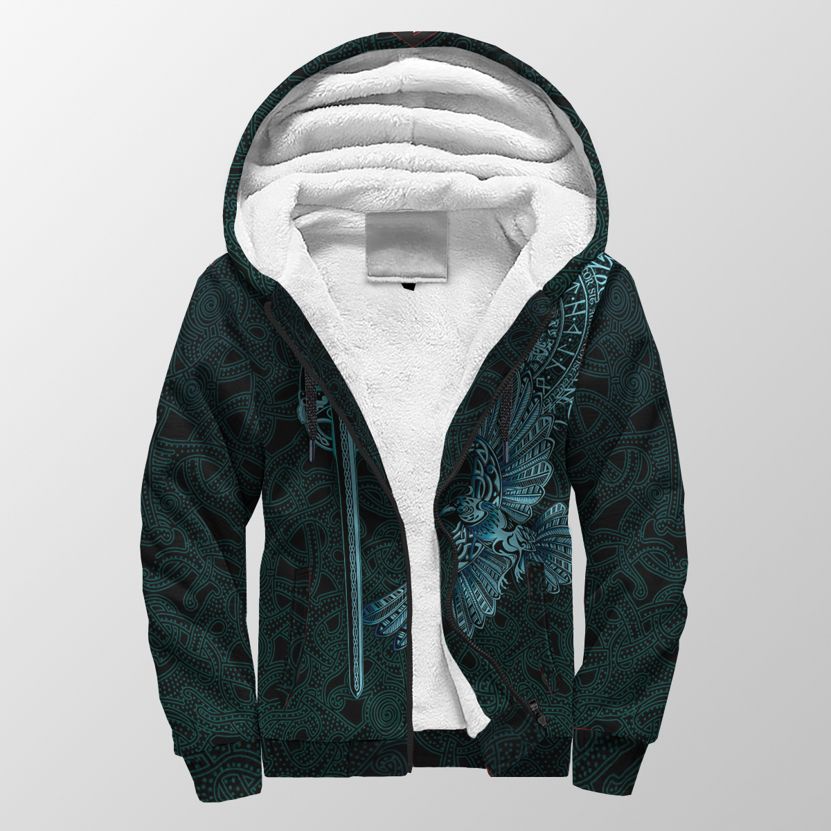Viking Raven Tattoo Art Sherpa Hoodie LT12 - Wonder Print Shop