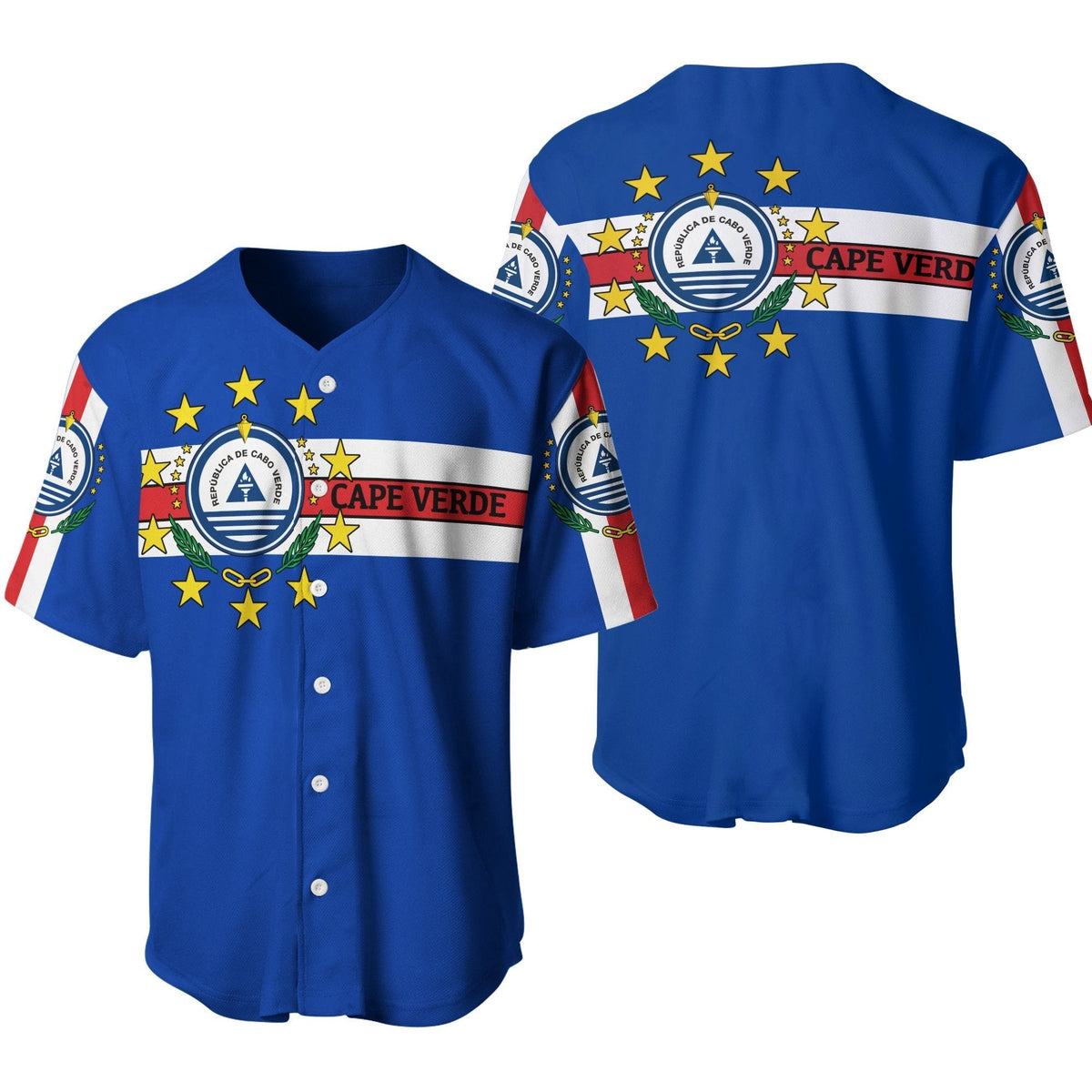Cape Verde Flag Simple Style Baseball Jersey LT20 - Wonder Print Shop