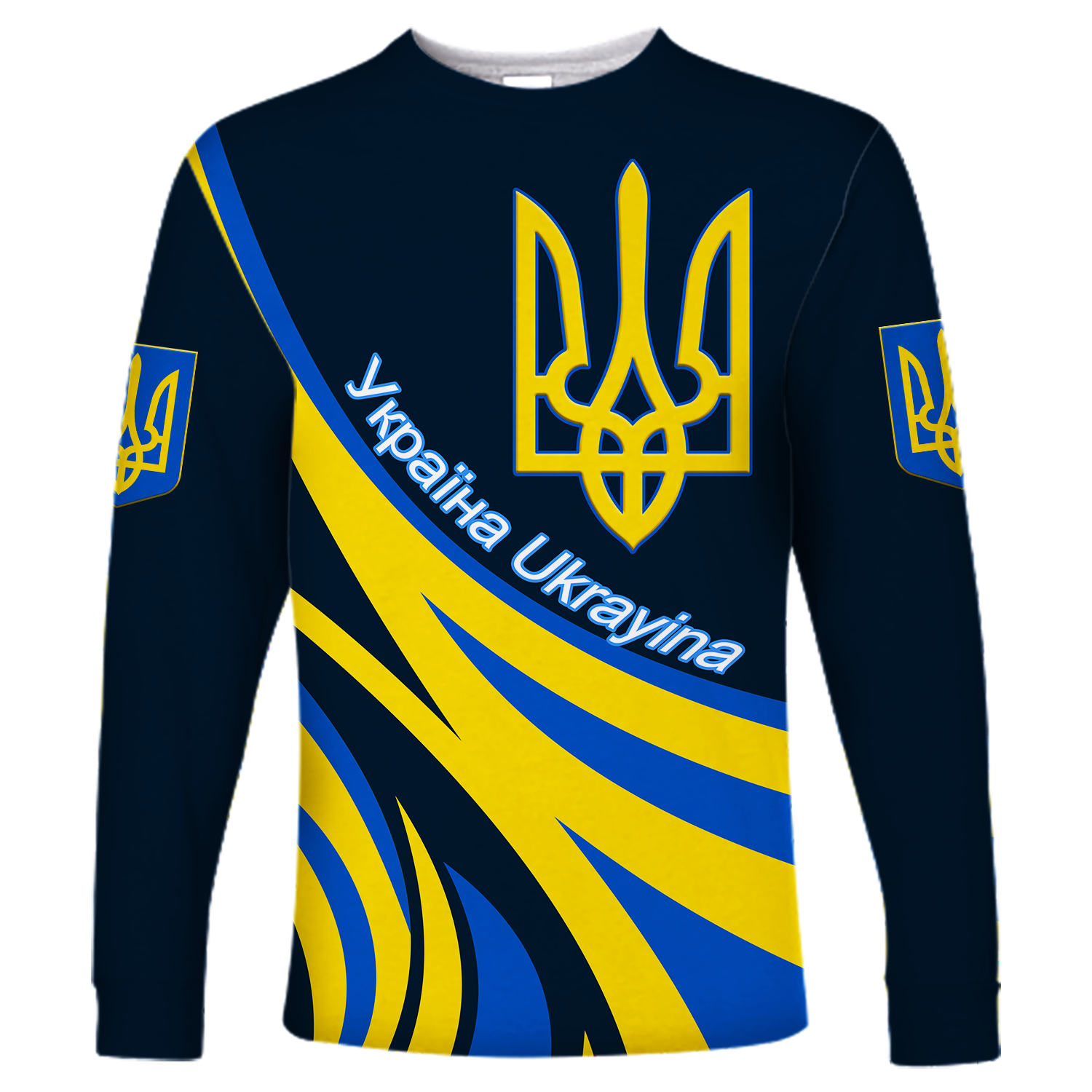 Ukraine Gold Trident Long Sleeve Shirt LT12 - Wonder Print Shop