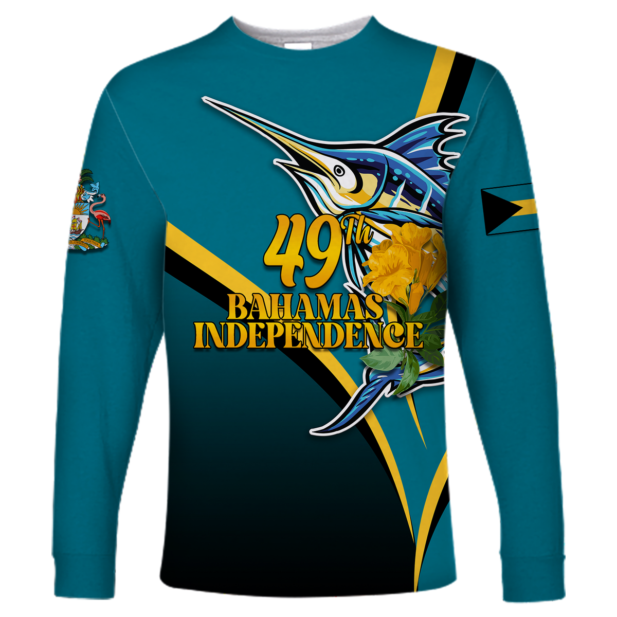 The Bahamas 49th Anniversary Independence Day Blue Marlin Long Sleeve Shirt LT12 - Wonder Print Shop