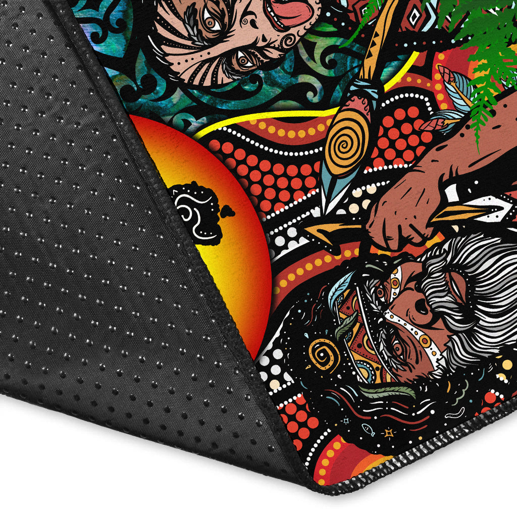 Australia Aboriginal Kangaroo Combine New Zealand Maori Kiwi Bird Area Rug LT2 - Wonder Print Shop