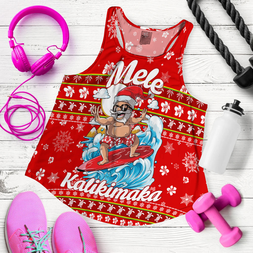 Custom Personalised Hawaii Christmas Santas Surf Mele Kalikimaka Women Tank Top LT2 - Wonder Print Shop