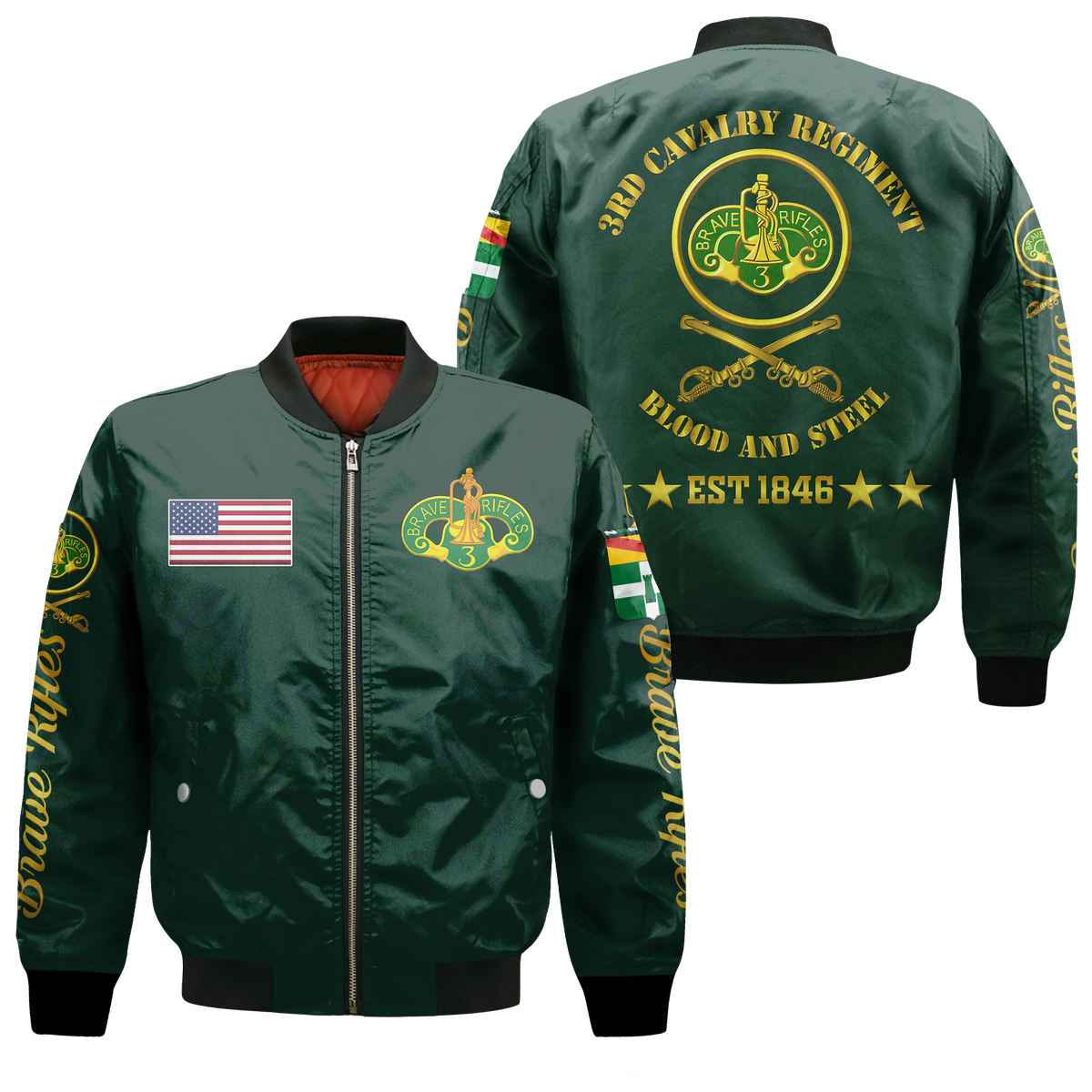 3rd Cavalry Regiment (United States) Brave Rifles Bomber Jacket LT12 - Wonder Print Shop
