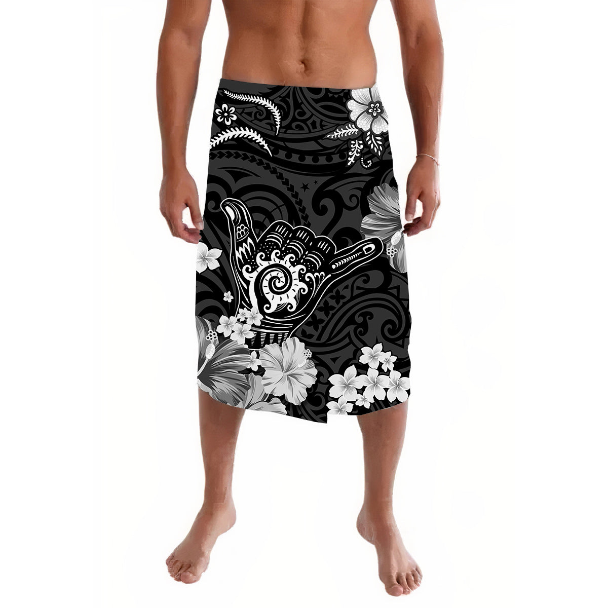 Hawaii Lavalava Polynesia Black Cool Shaka Sign LT13 - Wonder Print Shop