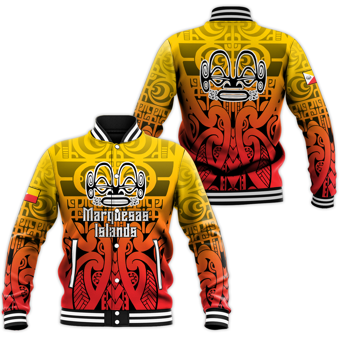 Marquesas Islands Marquesan Tattoo Baseball Jacket LT12 - Wonder Print Shop