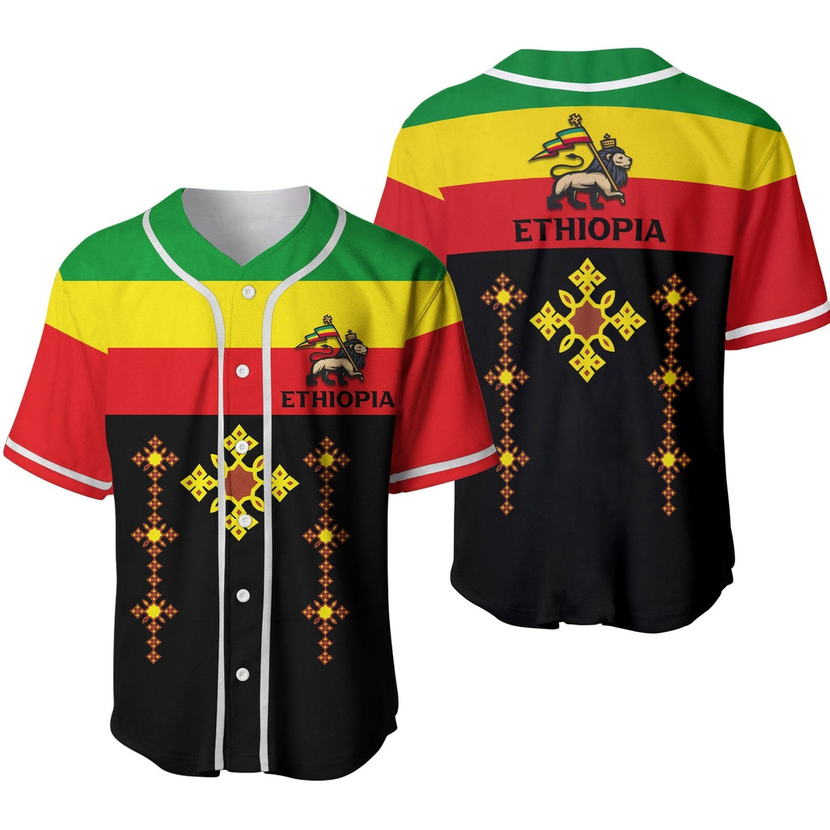 Ethiopia Cross With Flag Baseball Jersey LT12 - Wonder Print Shop