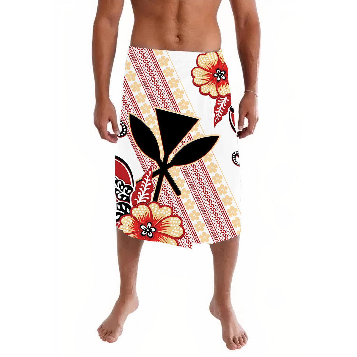 Hawaii Lavalava Kakau Tribal Red Batik Floral 02 LT13 - Wonder Print Shop