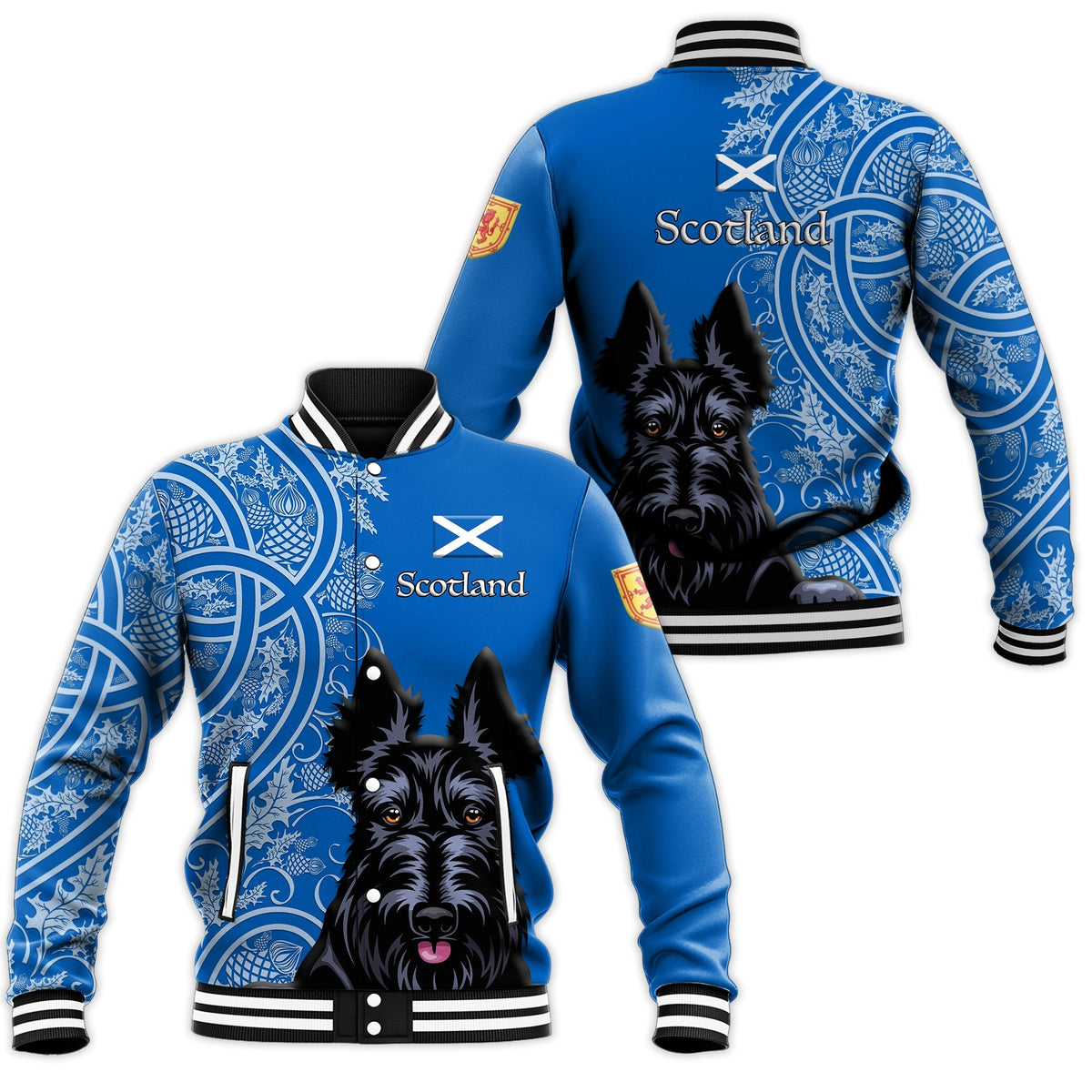 Scottish Terrier With Thistle Baseball Jacket LT12 - Wonder Print Shop