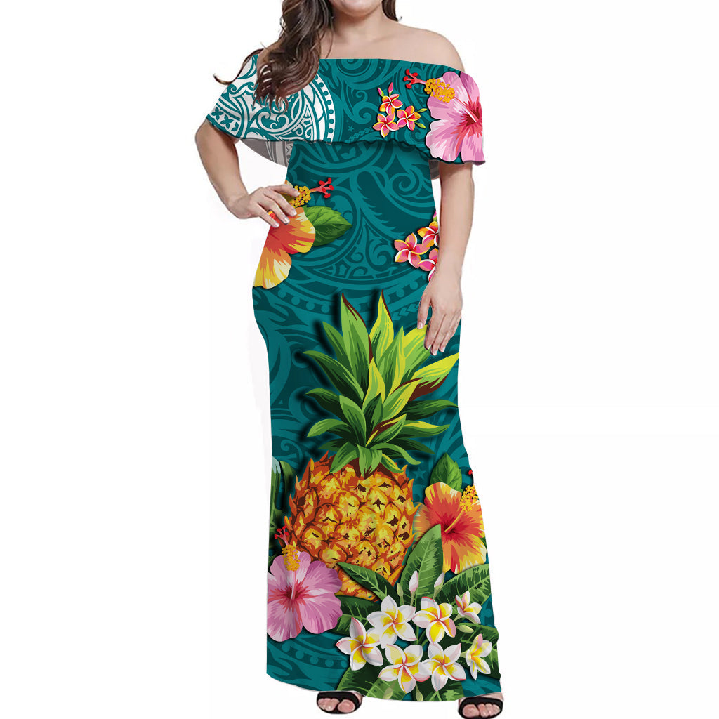 hawaii-off-shoulder-long-dress-aqua-polynesia-pineapple