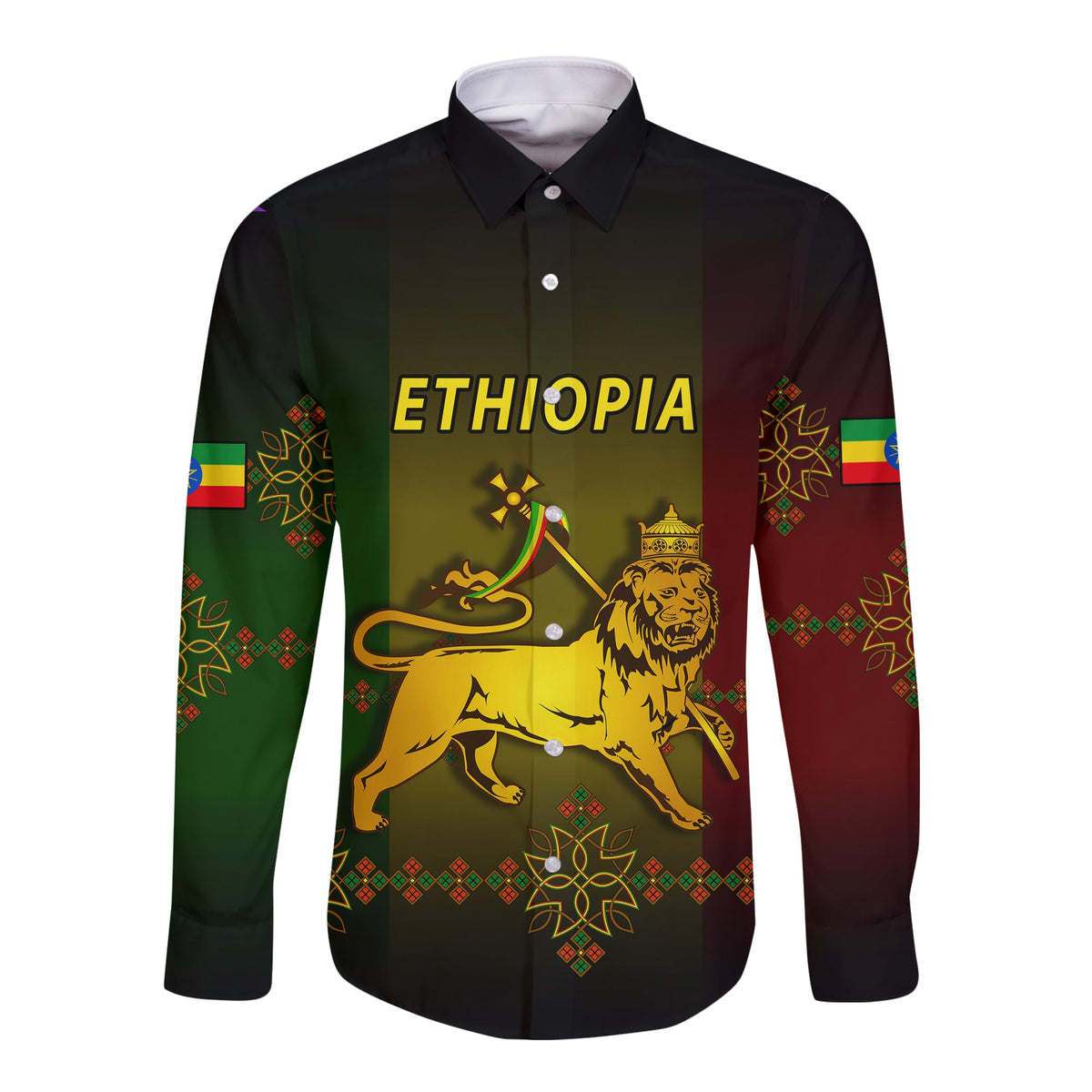 Ethiopia Long Sleeve Button Shirt LT13 - Wonder Print Shop
