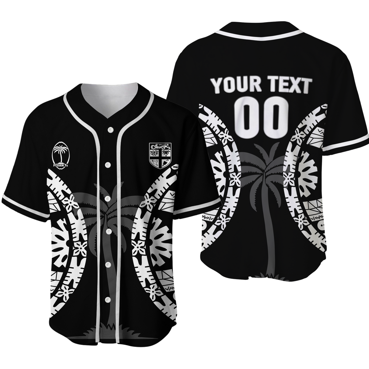 Custom Personalised Fiji Rugby Sevens Fijian Tapa Pattern Baseball Jersey LT12 - Wonder Print Shop