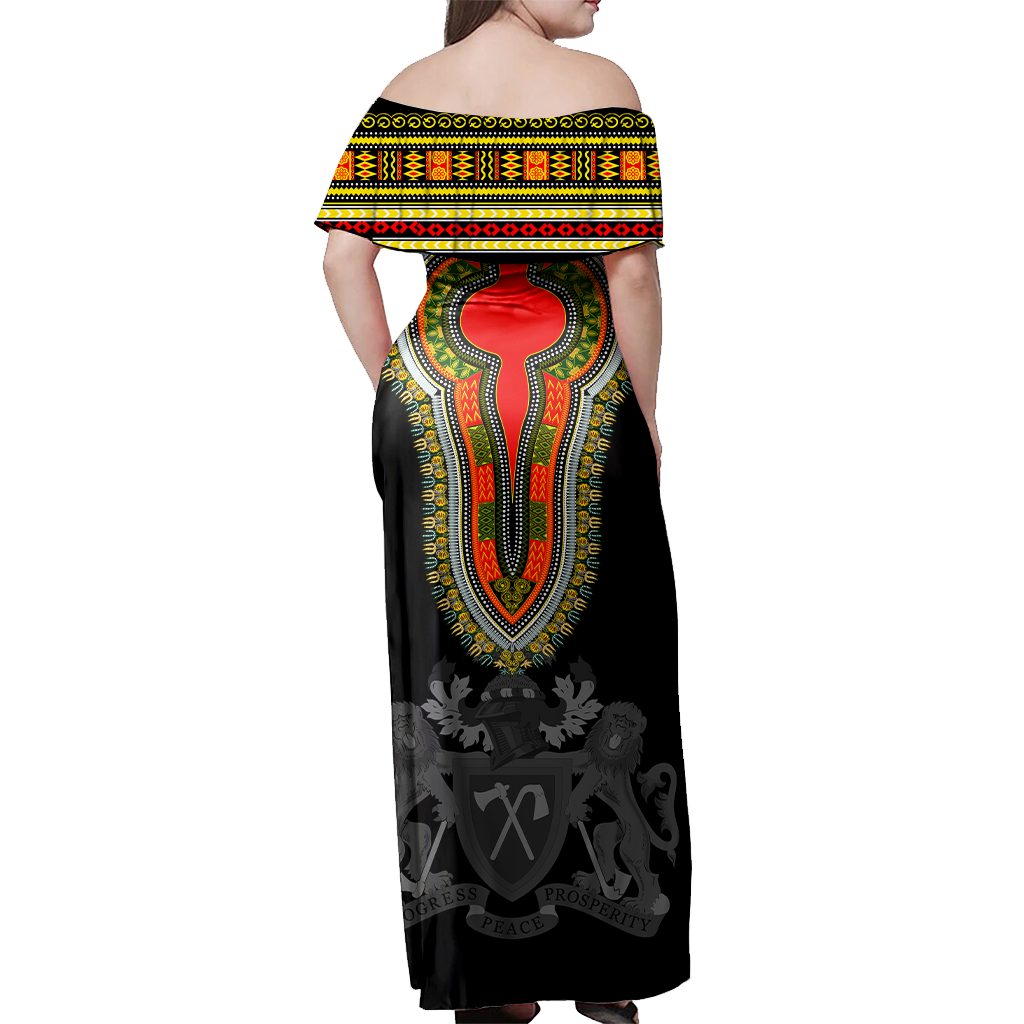 African Dress Gambia Dashiki Off Shoulder Long Dress Happy Independence Day LT2