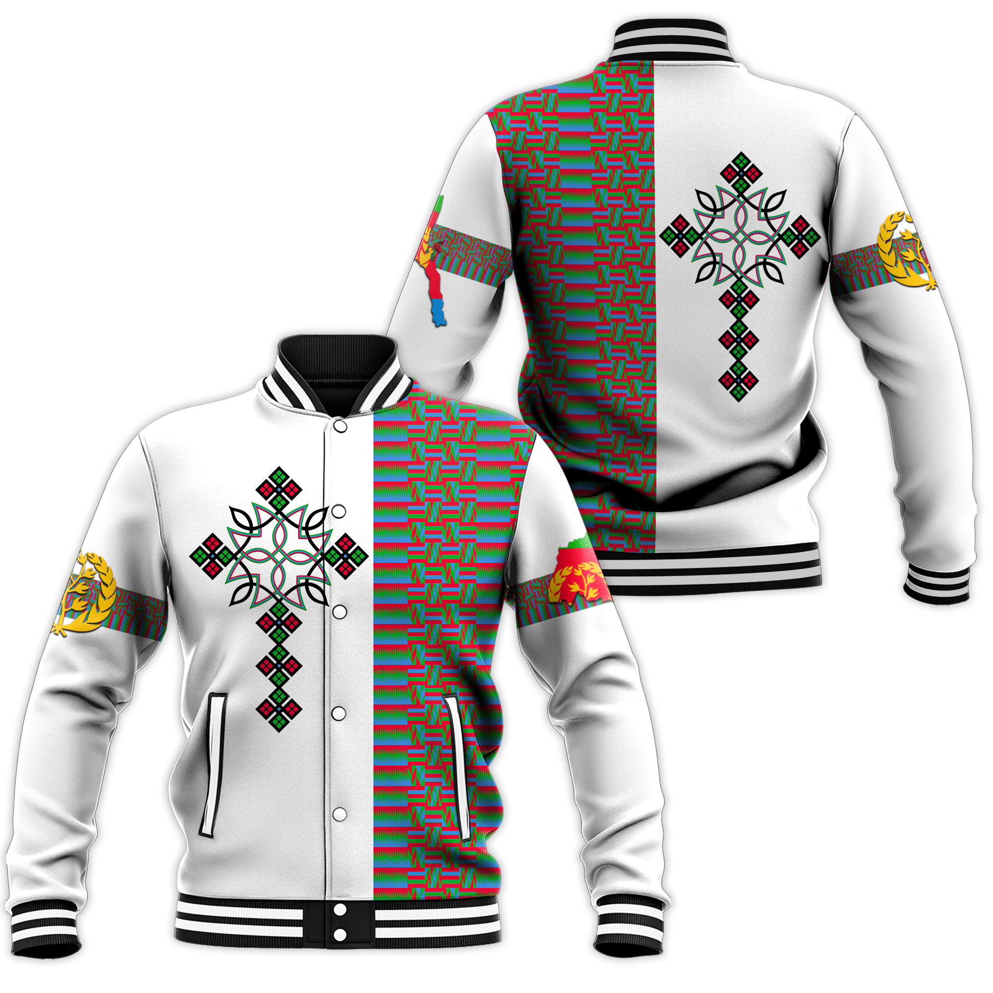 Eritrea Art Cross Baseball Jacket LT12 - Wonder Print Shop