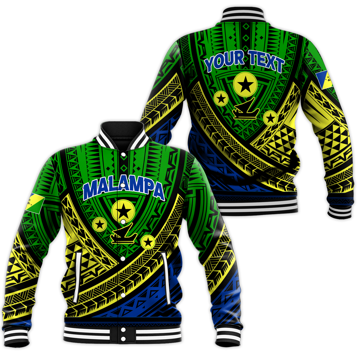 Custom Personalised Vanuatu Malampa Province Tribal Pattern Baseball Jacket - LT12 - Wonder Print Shop