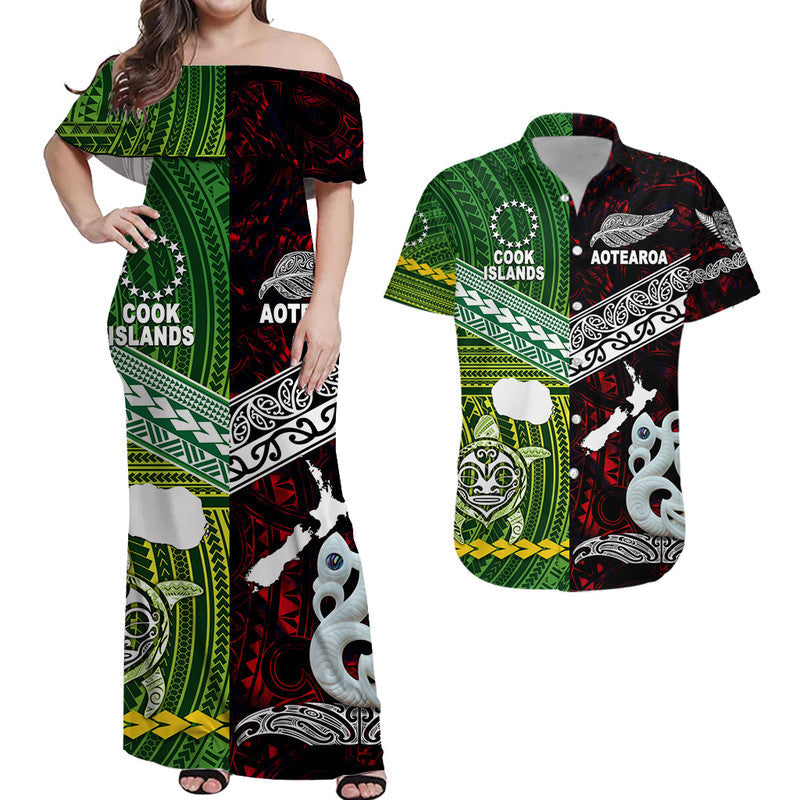 New Zealand and Cook Islands Matching Hawaiian Shirt And Dress Together Red LT8 - Wonder Print Shop