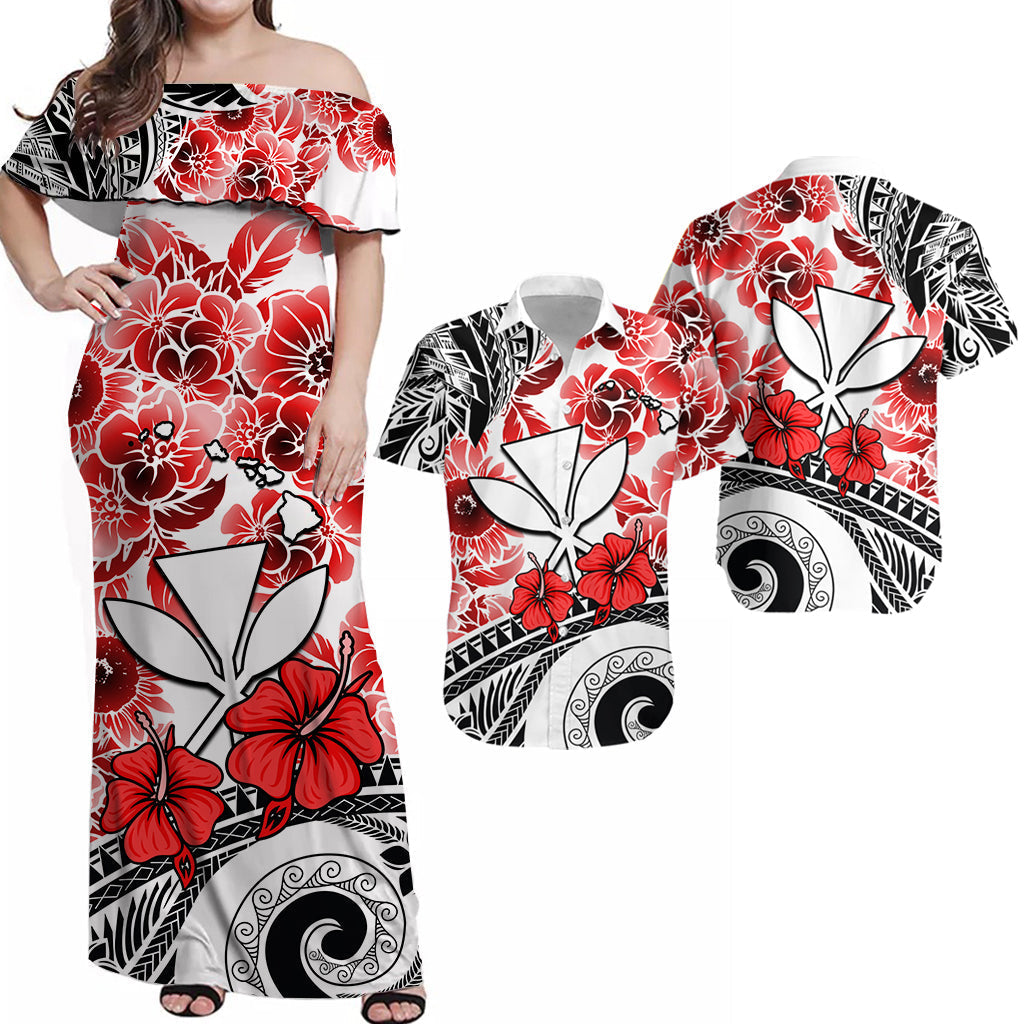 Hawaii Matching Hawaiian Shirt And Dress Polynesian and Red Hibiscus LT13 - Wonder Print Shop