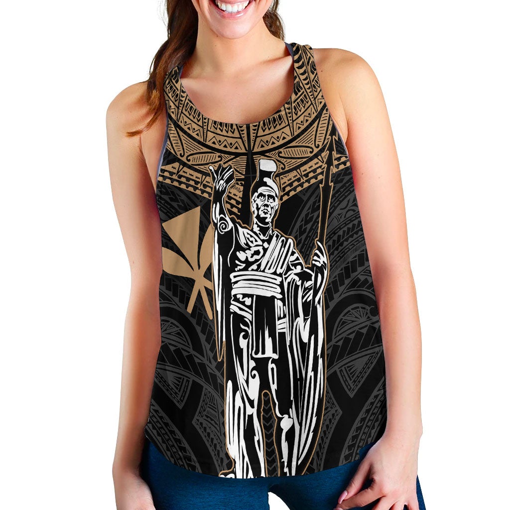 Hawaii King Kamehameha Women Tank Top - Gold Tribal LT12 - Wonder Print Shop