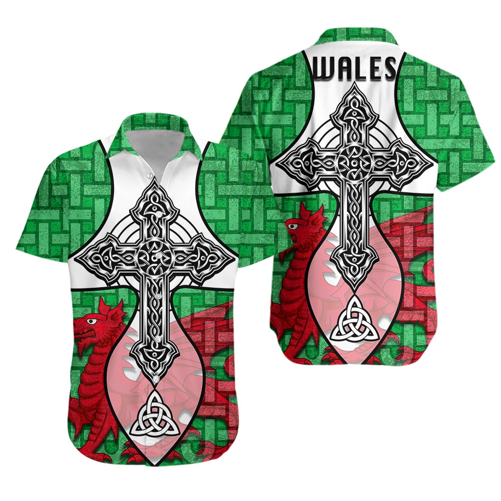 Wales Celtic Cross Dragon Hawaiian Shirt LT20 - Wonder Print Shop