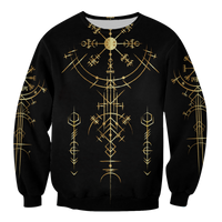 Viking Helm of Awe Gold Art Sweatshirt LT12 - Wonder Print Shop