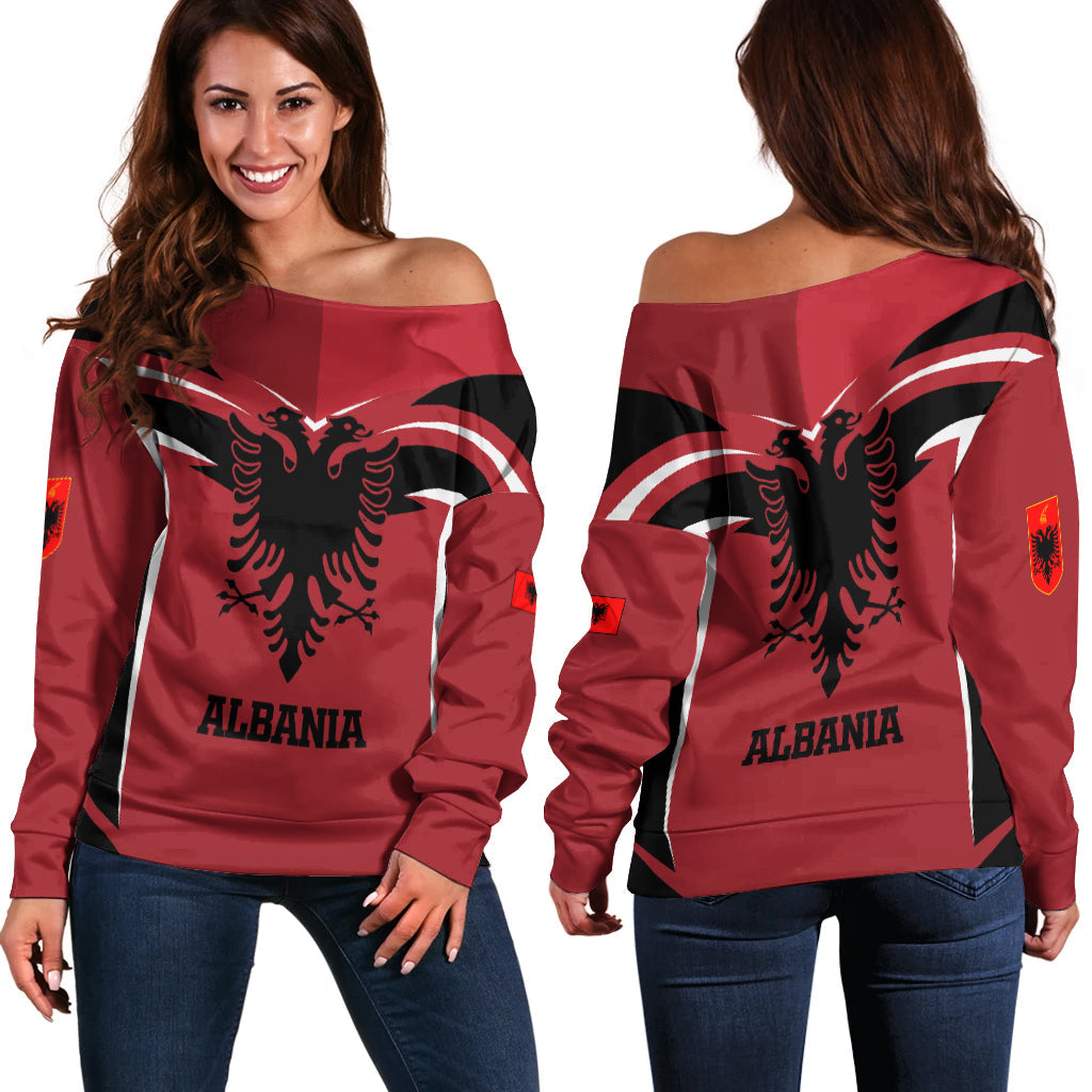 Albania Pride Women Off Shoulder Sweater LT12 - Wonder Print Shop