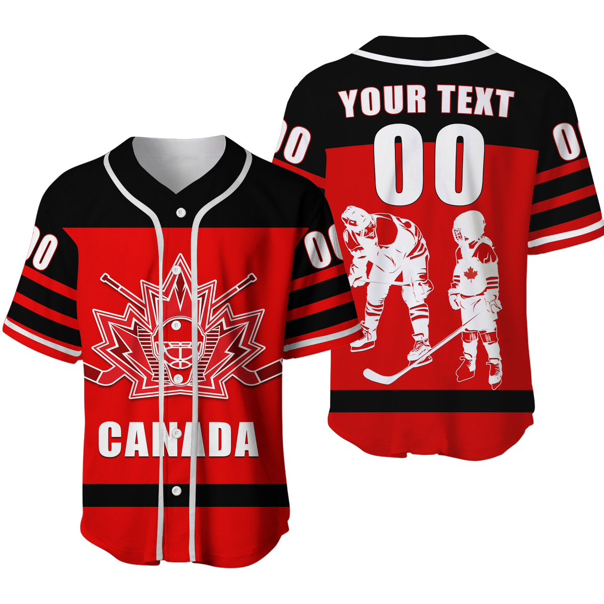 (Custom Personalised) Canada Hockey Team Supporter Father's Day Baseball Jersey LT12 - Wonder Print Shop