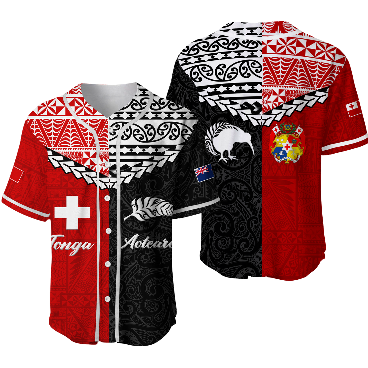 Tonga Combine New Zealand Maori Aotearoa Heritage Baseball Jersey LT12 - Wonder Print Shop