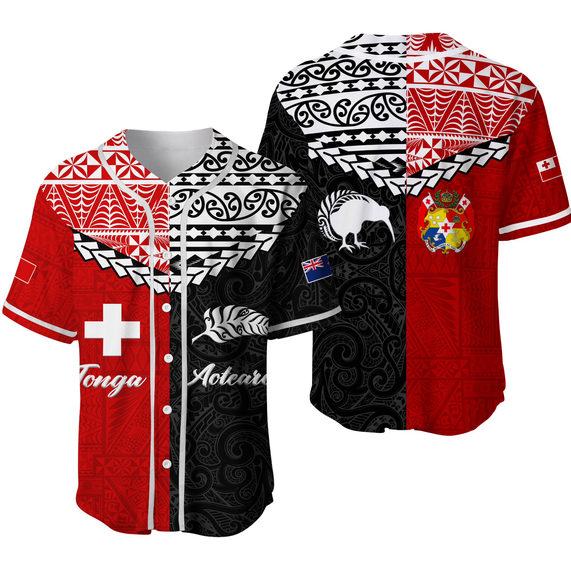 Tonga Combine New Zealand Maori Aotearoa Heritage Baseball Jersey LT12 - Wonder Print Shop