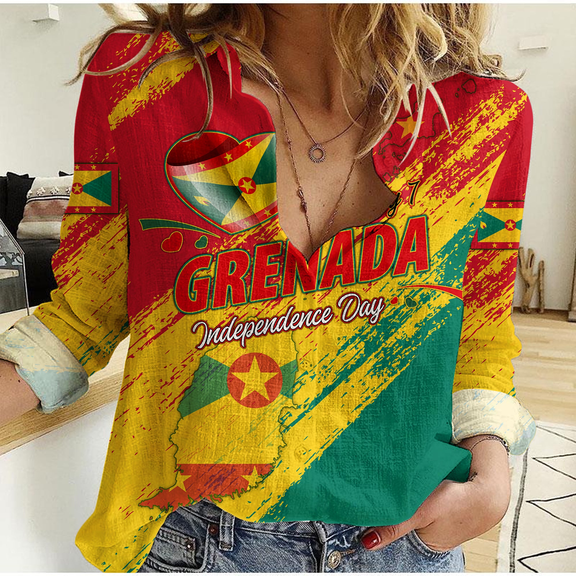 Grenada Happy Independence Day Women Casual Shirt - LT2 - Wonder Print Shop