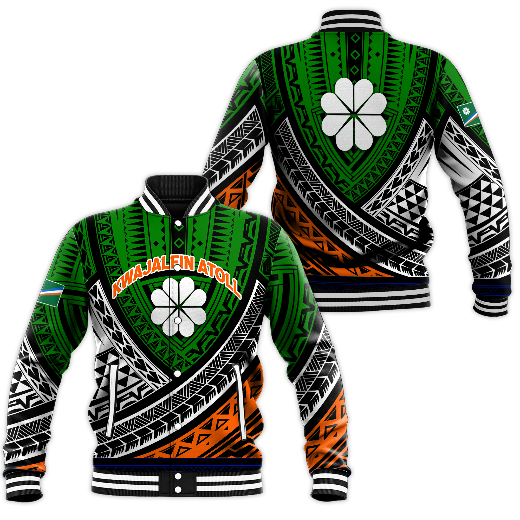 Kwajalein Atoll Tribal Pattern Baseball Jacket - LT12 - Wonder Print Shop