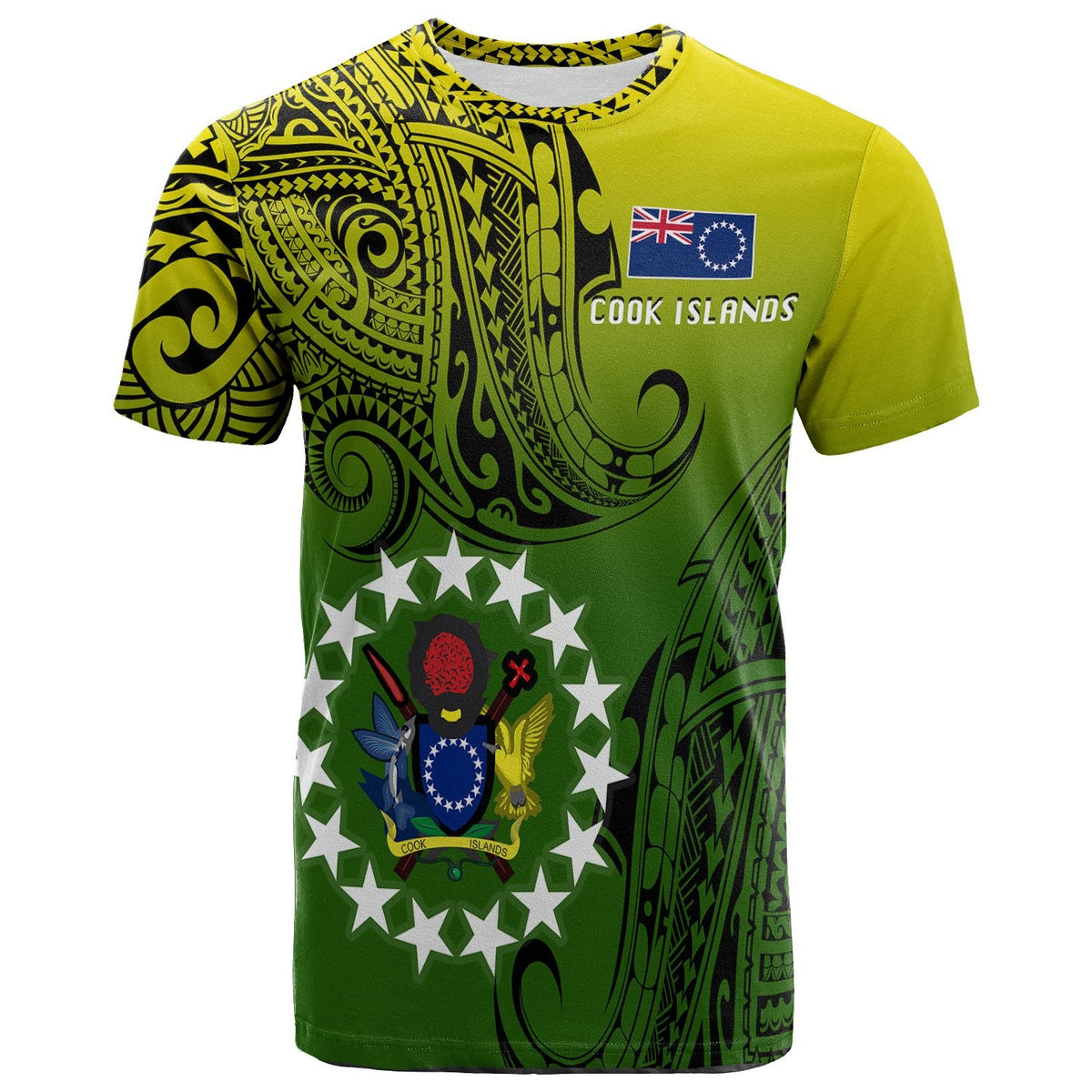 Cook Islands Patterns With Coat Of Arms T Shirt LT20 - Wonder Print Shop