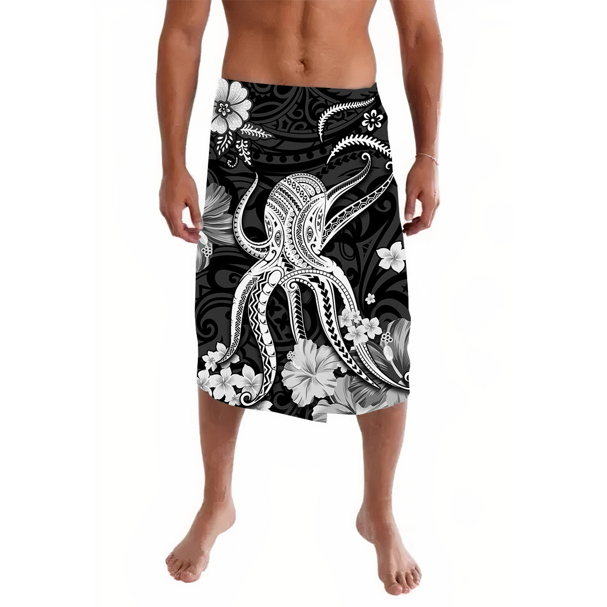 Hawaii Lavalava Polynesia Black Octopus LT13 - Wonder Print Shop
