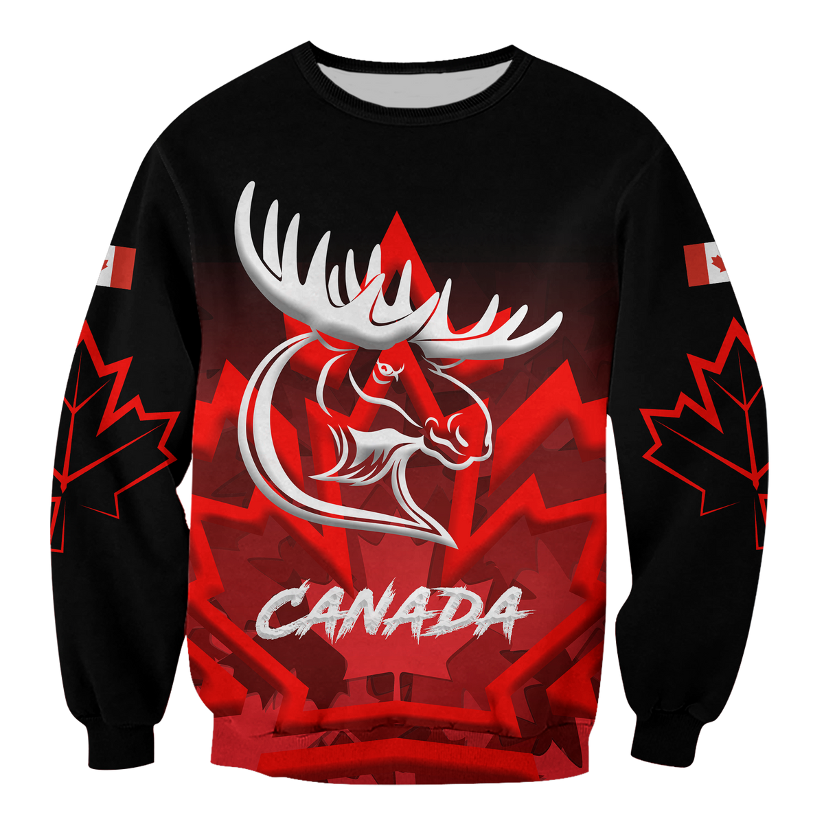 Canada Moose With Maple Leaf Sweatshirt LT12 - Wonder Print Shop