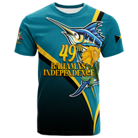 Custom The Bahamas 49th Anniversary Independence Day Blue Marlin T Shirt LT12 - Wonder Print Shop