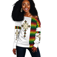 Ethiopian Art Cross Women Off Shoulder Sweater LT12 - Wonder Print Shop