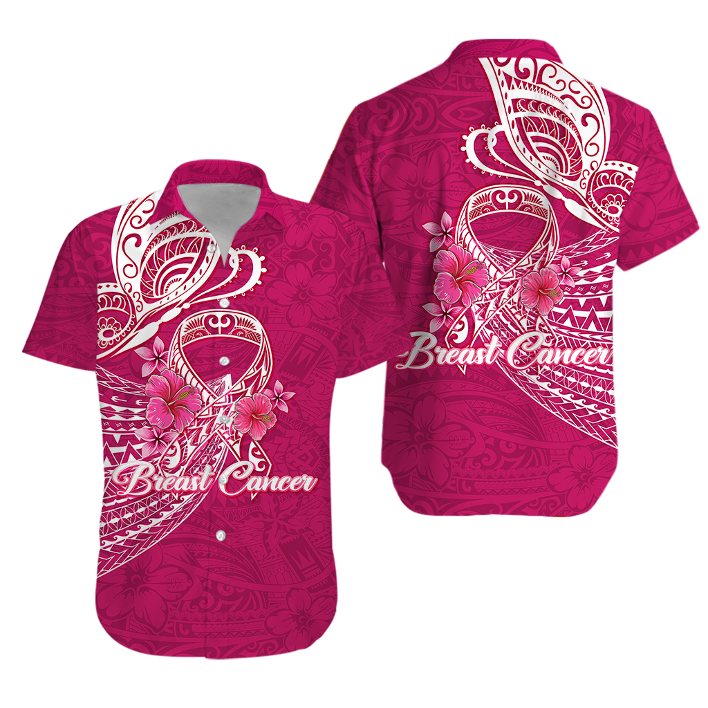 Breast Cancer Pink Ribbon Butterfly Polynesian Pink Version Hawaiian Shirt - LT12 - Wonder Print Shop