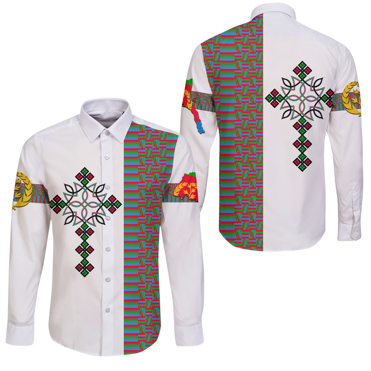 Eritrea Art Cross Long Sleeve Button Shirt LT12 - Wonder Print Shop