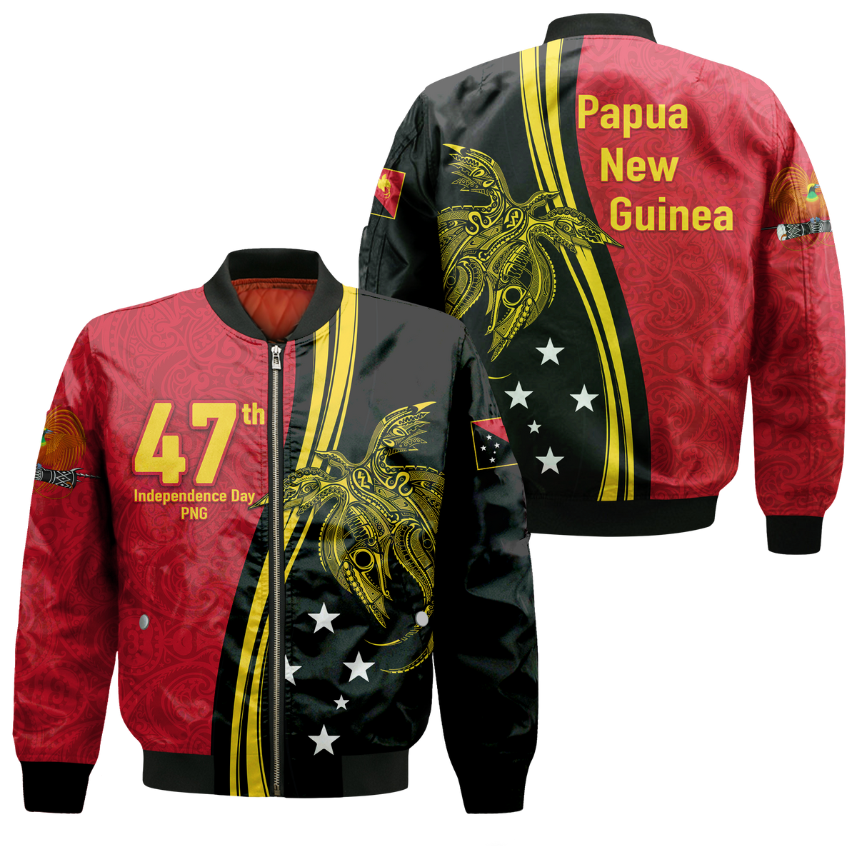 Papua New Guinea Independence Anniversary Polynesian Tribal Bomber Jacket LT12 - Wonder Print Shop