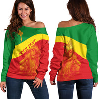 (Custom Personalised) Ethiopia Off Shoulder Sweater Ethiopian Cross and Lion of Judah LT13 - Wonder Print Shop