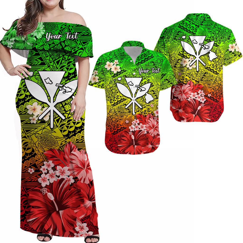 Personalised Hawaii Matching Hawaiian Shirt And Dress Map and Turtle Reggae Flowers LT13 - Wonder Print Shop