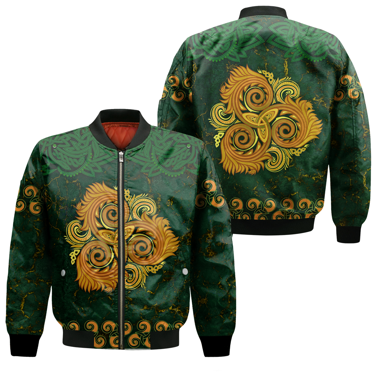 Celtic Disk Ornament Triple Spiral Bomber Jacket LT12 - Wonder Print Shop