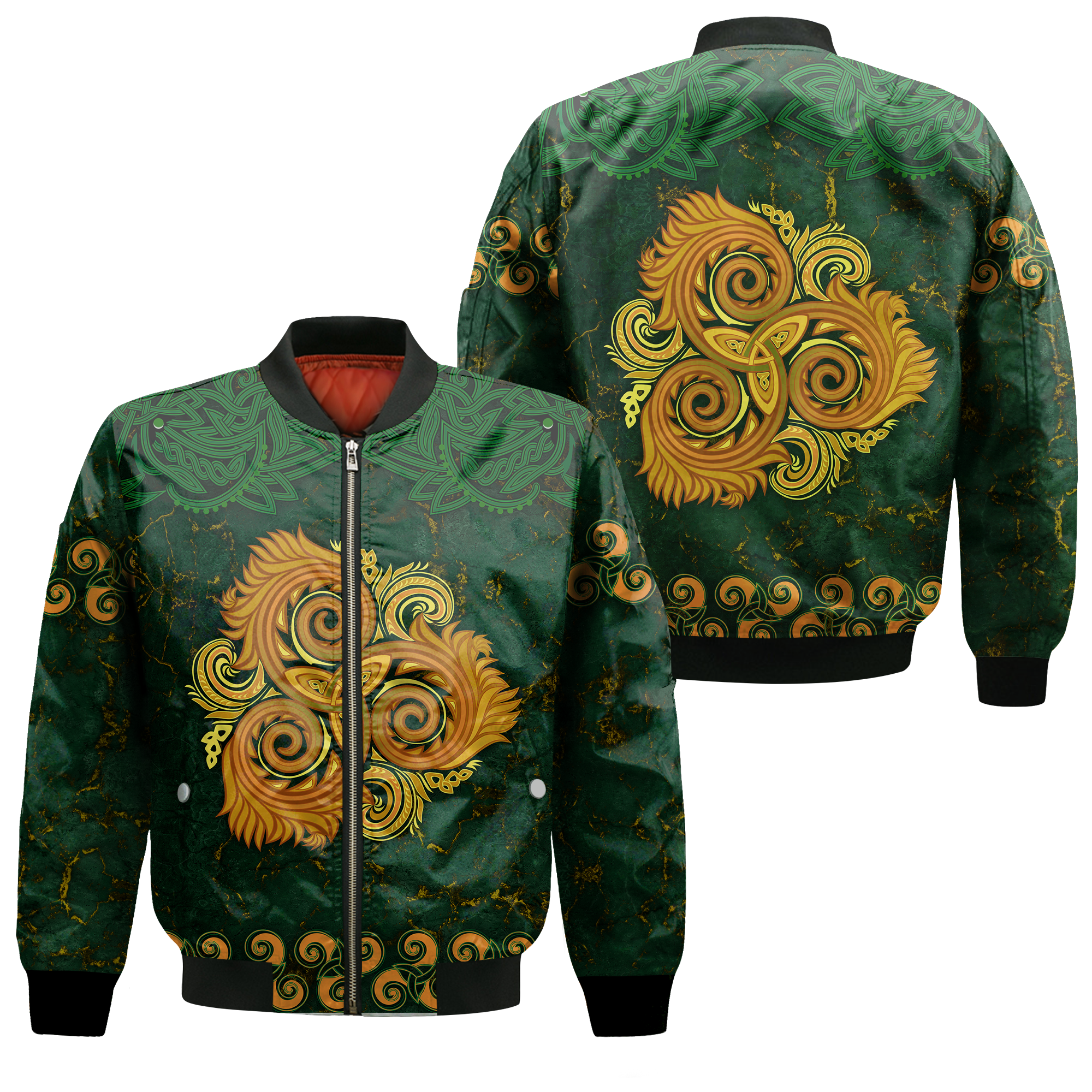Celtic Disk Ornament Triple Spiral Bomber Jacket LT12 - Wonder Print Shop