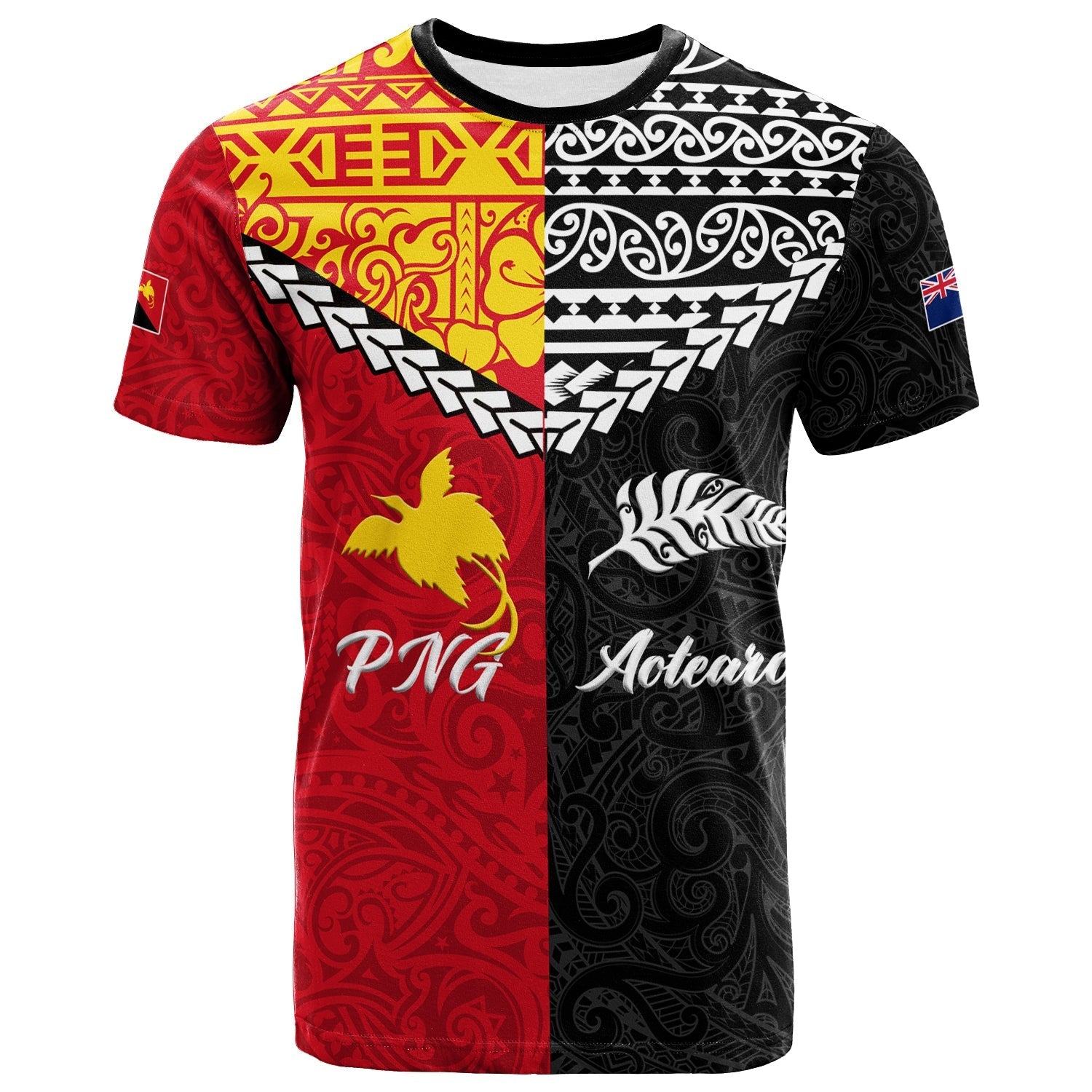 Papua New Guinea Combine New Zealand Maori Aotearoa Heritage T Shirt LT12 - Wonder Print Shop