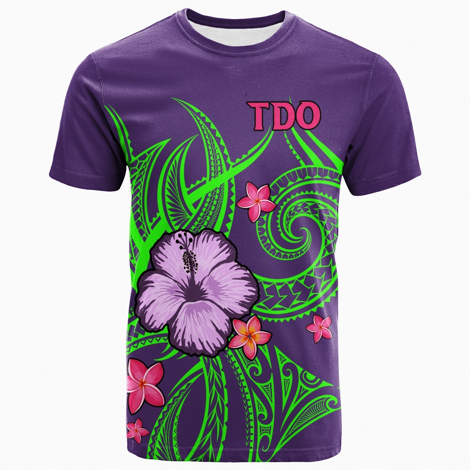 Polynesia T Shirt Hibiscus With Tribal Mauve Color LT12 - Wonder Print Shop