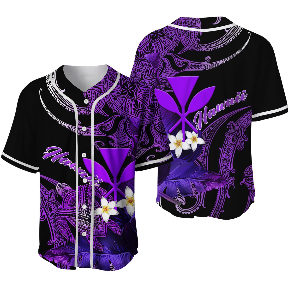 Hawaii Turtle With Plumeria Leaf Purple Baseball Jersey LT12 - Wonder Print Shop