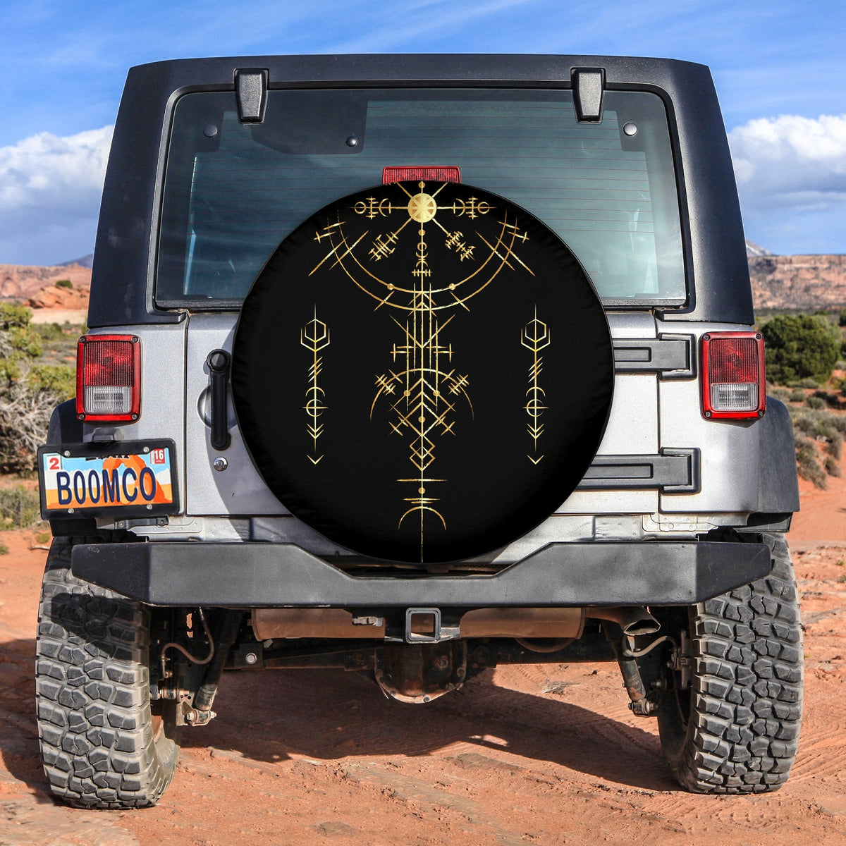 Viking Helm of Awe Gold Art Spare Tire Cover LT12 - Wonder Print Shop