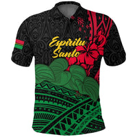 Vanuatu Espiritu Santo Polo Shirt Kava With Hibiscus LT12 - Wonder Print Shop