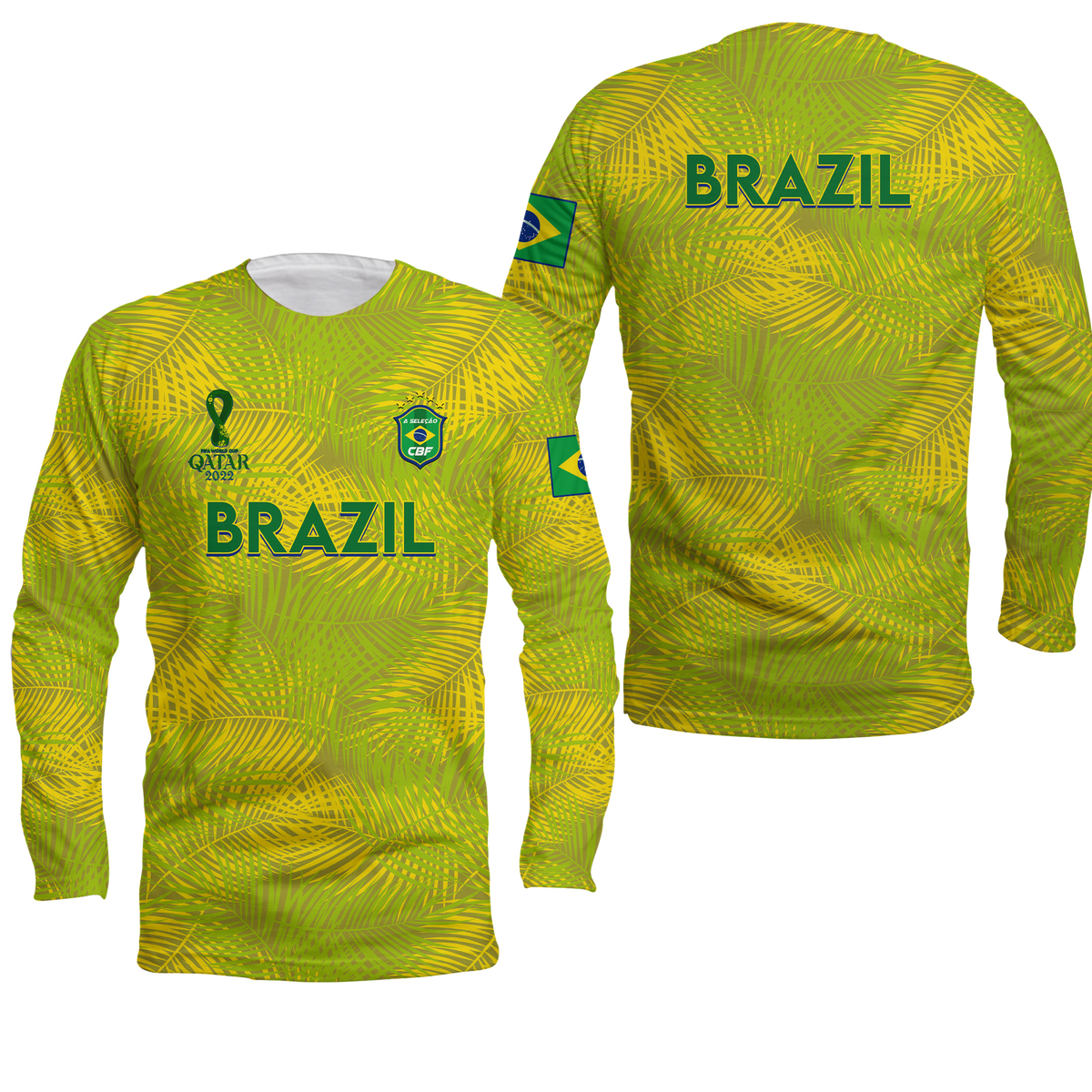Brazil Football World Cup 2022 Long Sleeve Shirt - LT2 - Wonder Print Shop