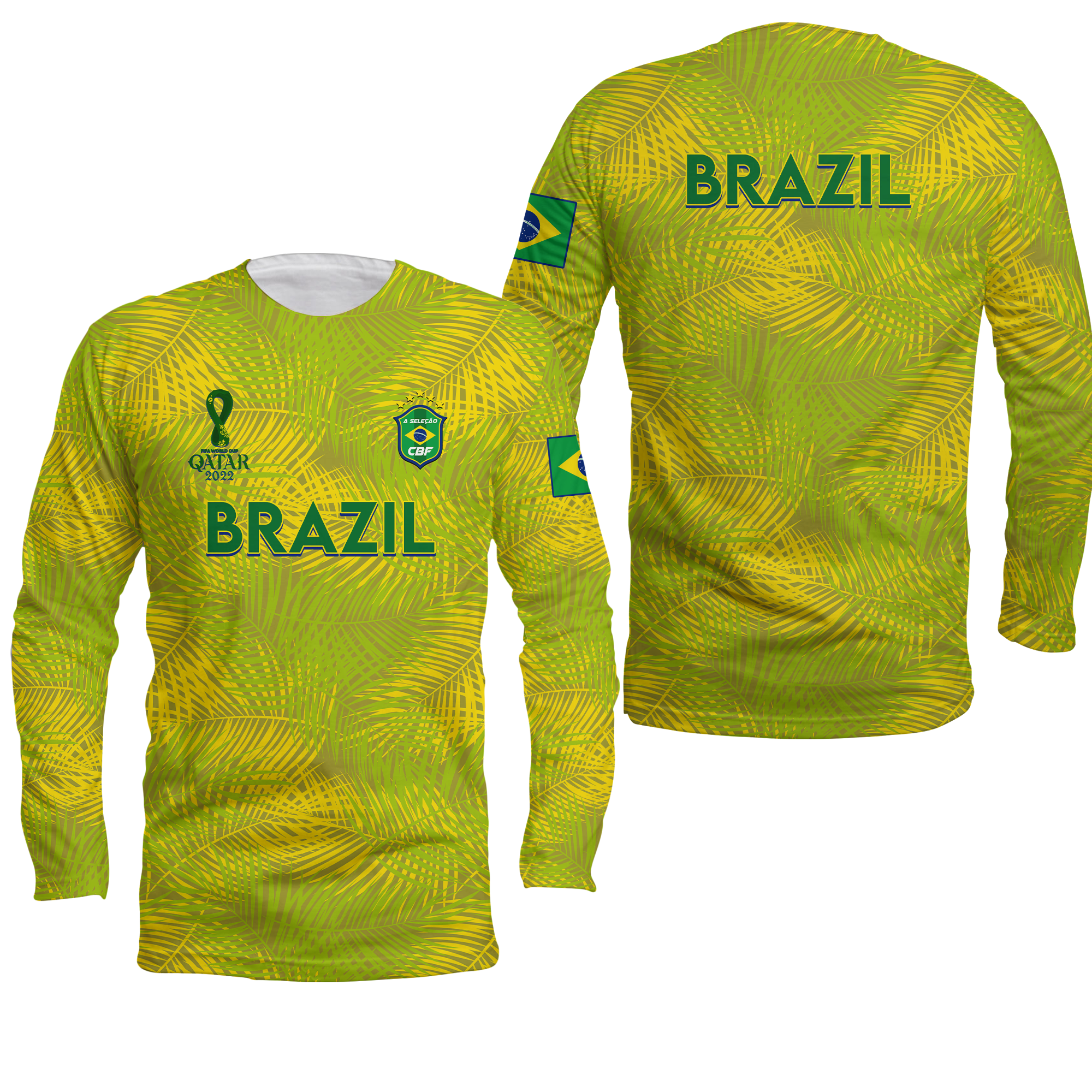 Brazil Football World Cup 2022 Long Sleeve Shirt - LT2 - Wonder Print Shop