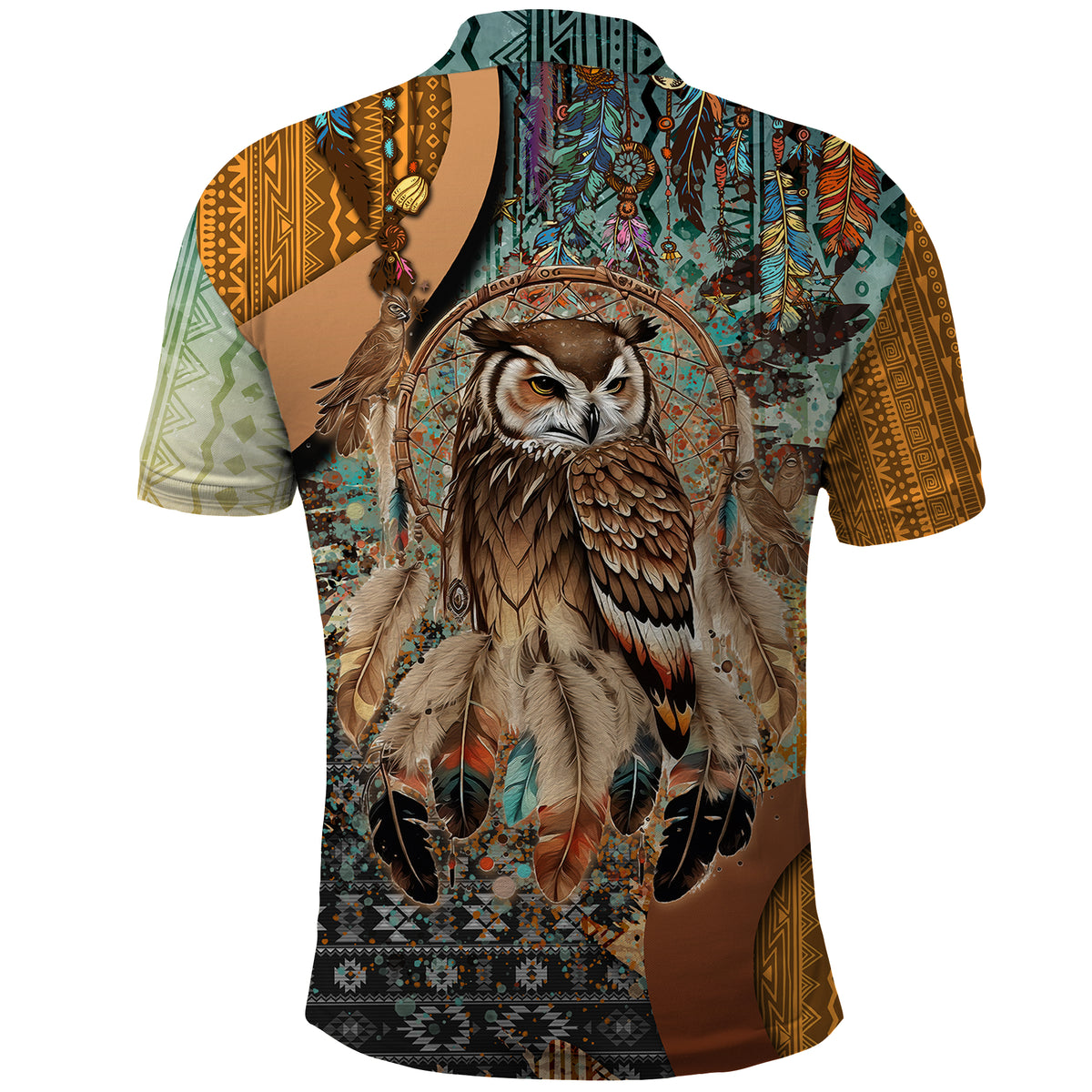 Native American Dreamcatcher Owl and Feathers Polo Shirt - Wonder Print Shop