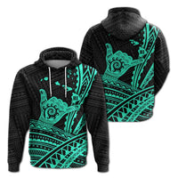 Hawaii Shaka Polynesian Tribal Turquoise Hoodie LT12 - Wonder Print Shop